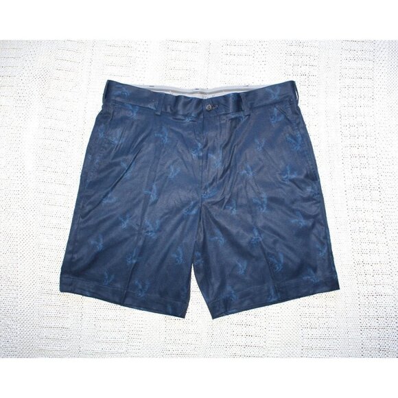 Walter Hagen 11 Majors Flat Front navy Blue men Golf Shorts Size 34 eagle print - Picture 1 of 7